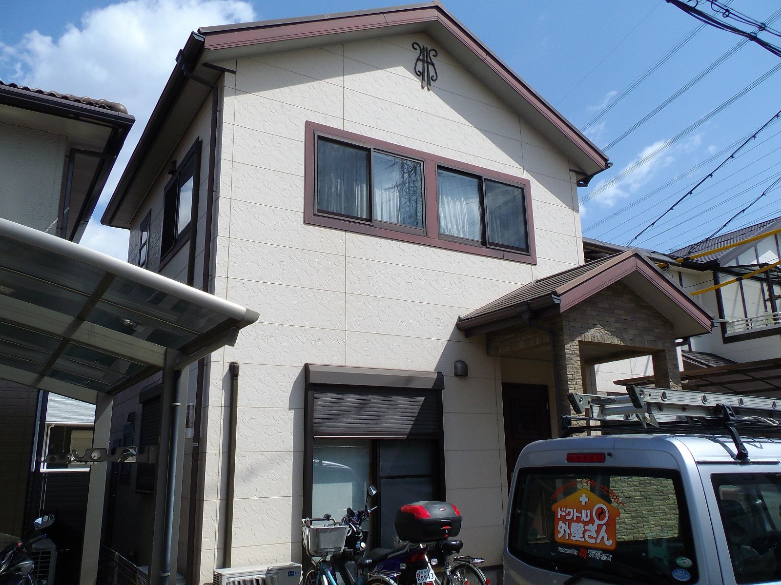 姫路市北原町　築１８年　サイディング外壁塗装（遮熱ｼﾘｺﾝ）スレート瓦屋根塗装（遮熱ｼﾘｺﾝ）ｱｽﾃｯｸﾍﾟｲﾝﾄのプラチナリファイン2000SI-IRとスーパーシャネツサーモSIで塗替え