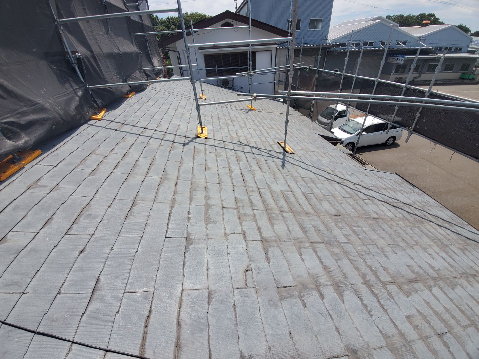 姫路市　築２９年　雨漏り修繕　スレート瓦屋根葺き替え工事　ガルバニウム鋼板