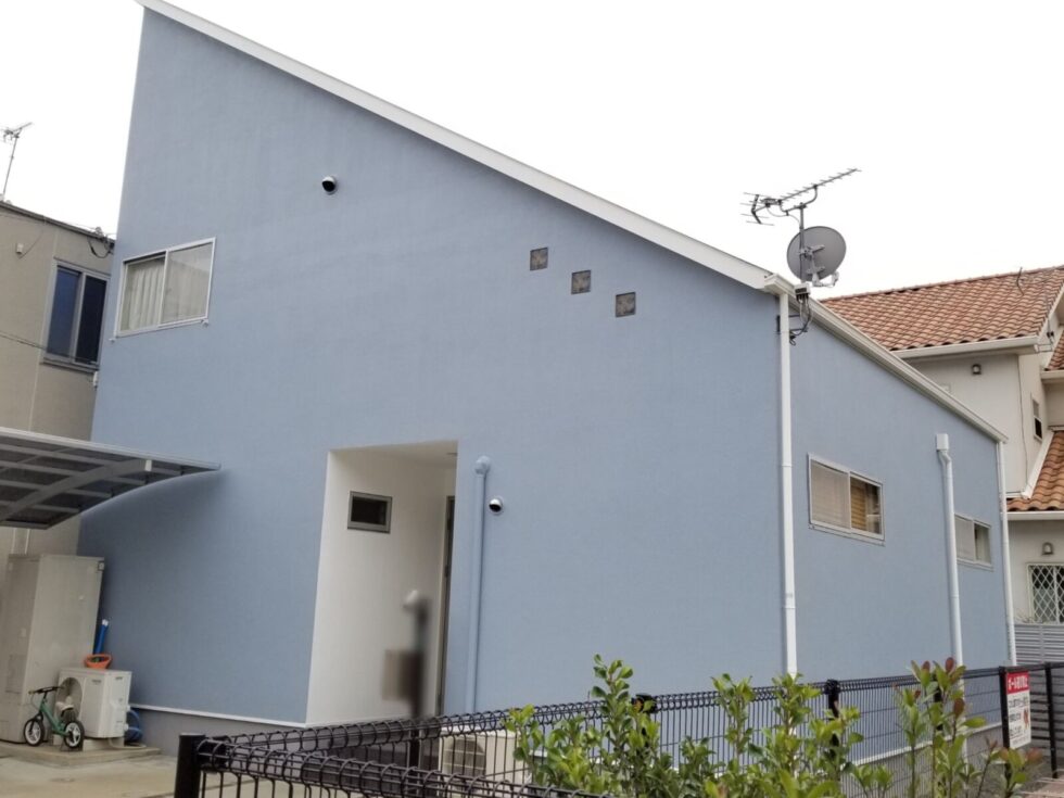 姫路市　モルタル外壁塗装　金属屋根塗装　ベランダ防水