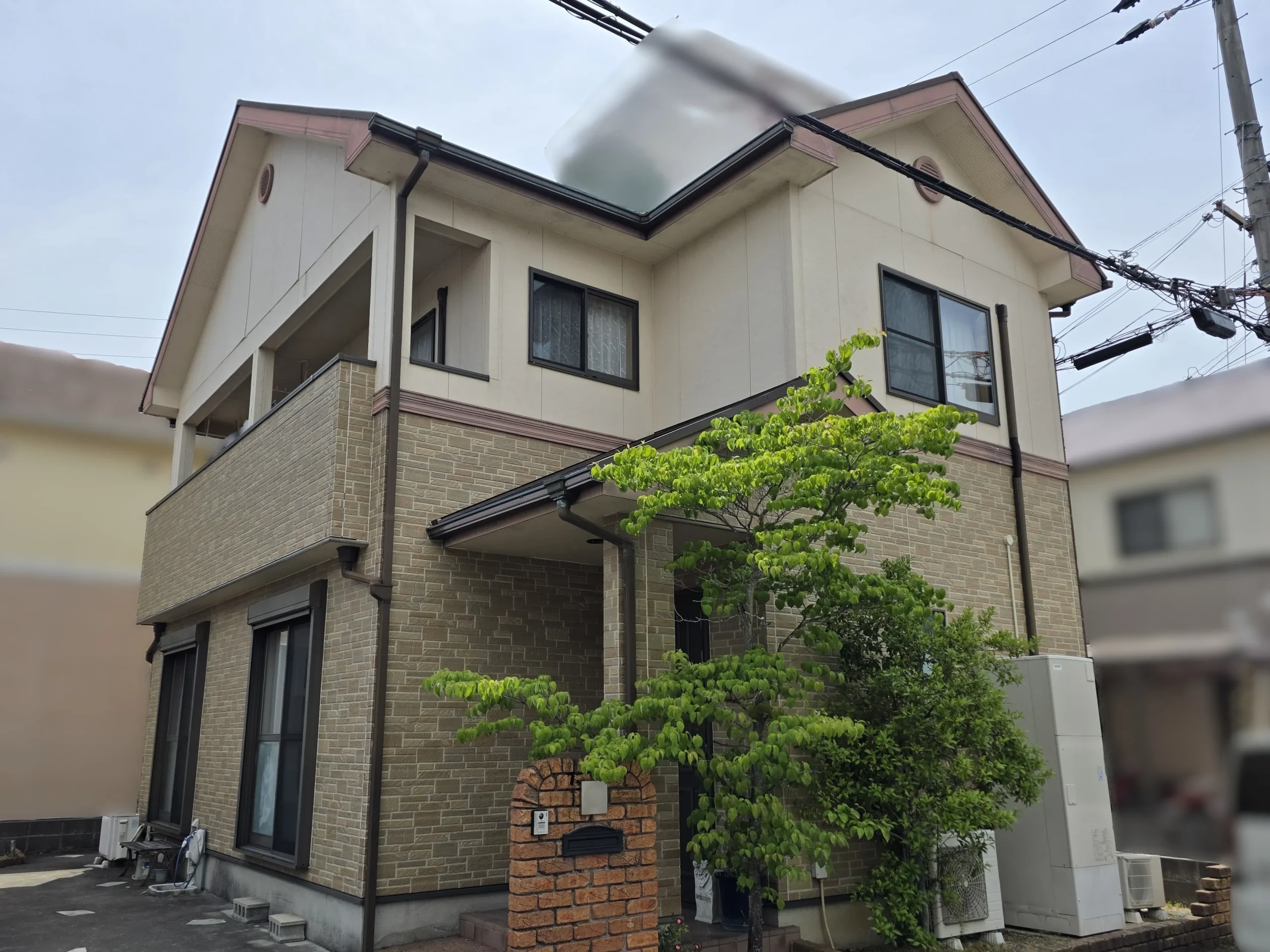 姫路市　築２４年　サイディング外壁塗装　スレート屋根塗装　ベランダ防水　デザイン塗装